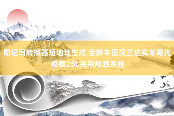 助记词转换器短地址生成 全新丰田汉兰达实车曝光 搭载25L夹杂能源系统